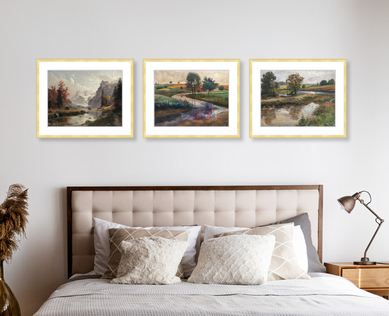 Peaceful countryside scene - Set of three