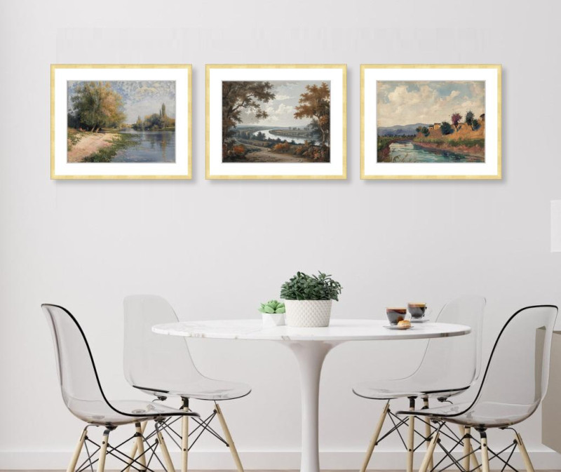 Rivers with reflective trees - Set of three