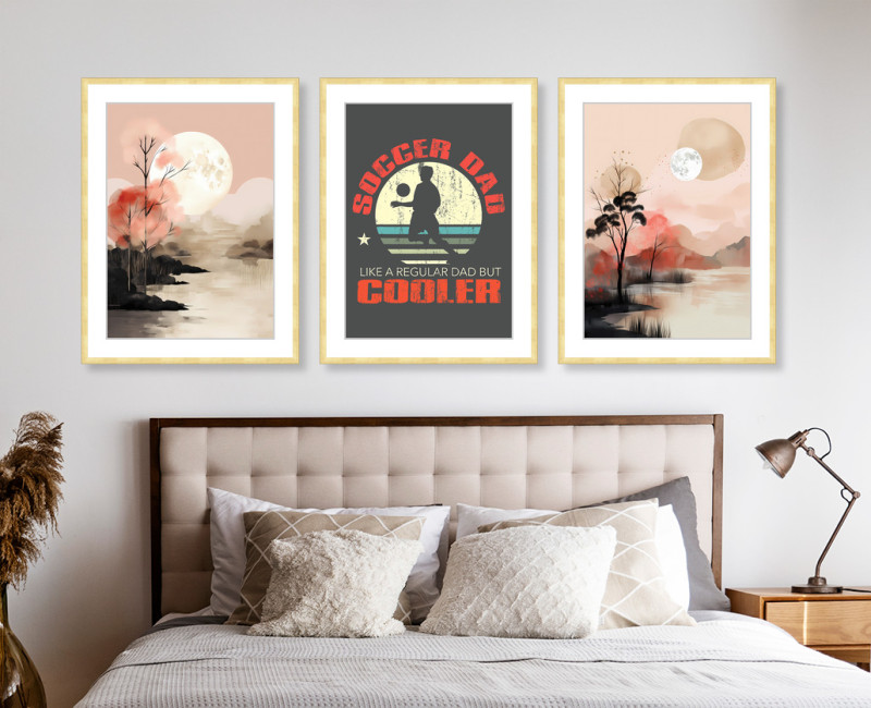 Soccer DAD - Father's Day Gift, Abstract Boho Style - Set of three