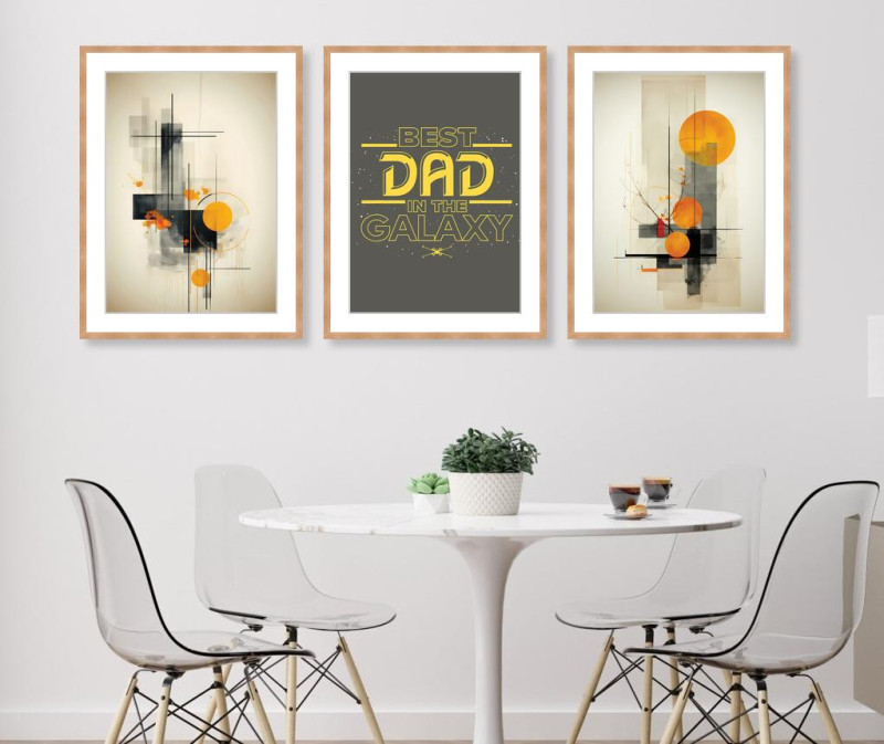 Custom gift for DAD, Abstract Boho print - Set of three